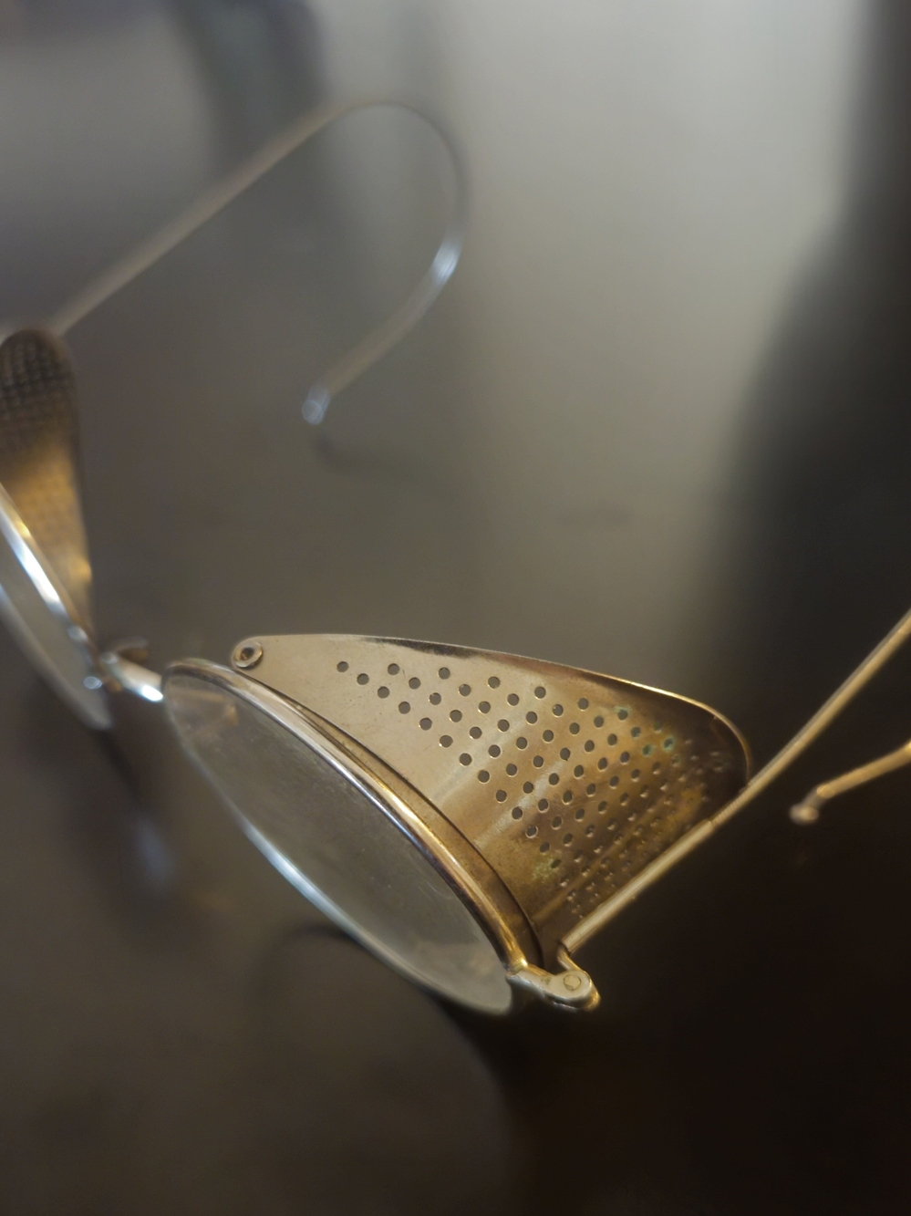 Antique 1910s Industrial Safety Glasses - Saddle Bridge Wire Mesh Goggles